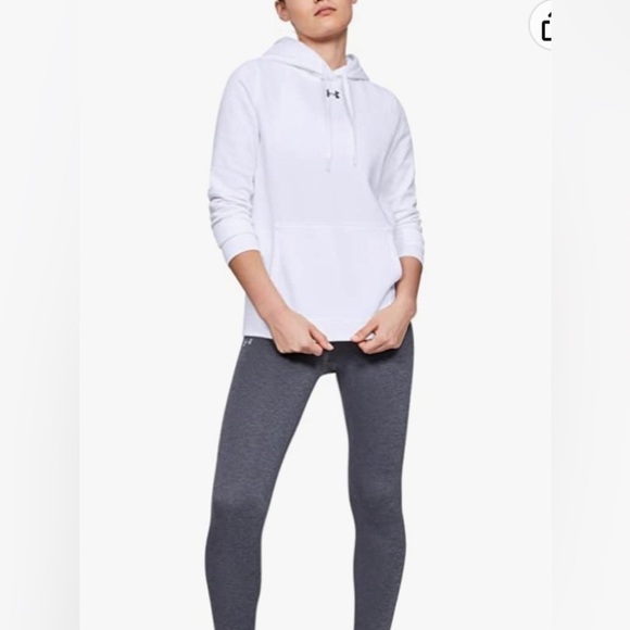 Under Armour Womens Hustle Fleece Hoodie , White (100)/Graphite , Large - Picture 1 of 8